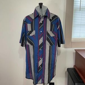 Vintage Wrangler Pearl Snap Short Sleeve Shirt Size Medium
